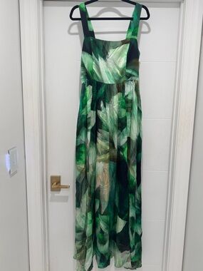 Amanda Uprichard Green Multi-Leaf Print Maxi Dress NWT